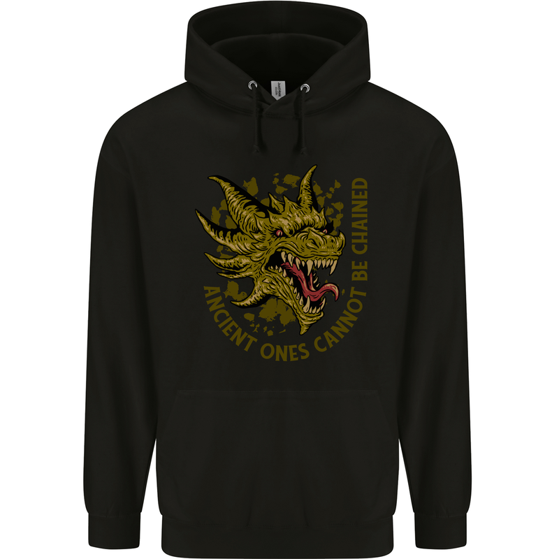 Ancient Ones Fantasy Dragon Mens 80% Cotton Hoodie Black
