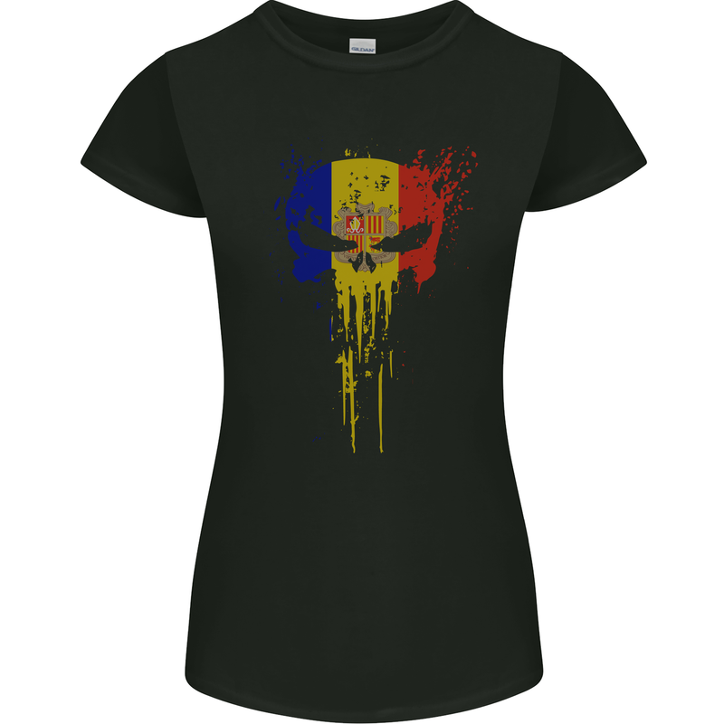 Andorra Skull Gym Training Bodybuilding Womens Petite Cut T-Shirt Black