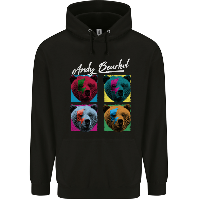 Andy Bearhol Funny Panda Bear Parody Art Childrens Kids Hoodie Black