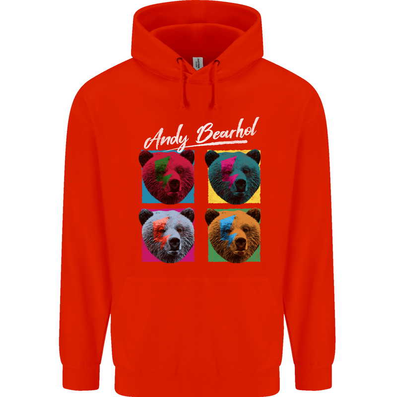 Andy Bearhol Funny Panda Bear Parody Art Childrens Kids Hoodie Bright Red