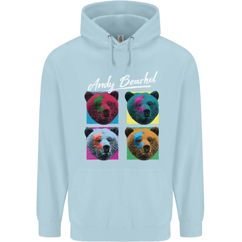 Andy Bearhol Funny Panda Bear Parody Art Childrens Kids Hoodie Light Blue