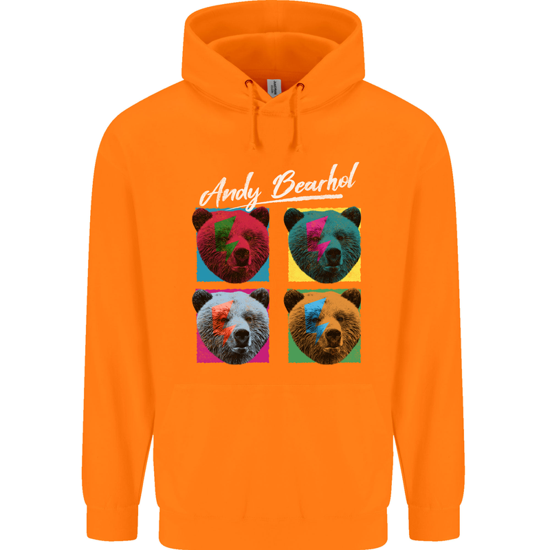 Andy Bearhol Funny Panda Bear Parody Art Childrens Kids Hoodie Orange