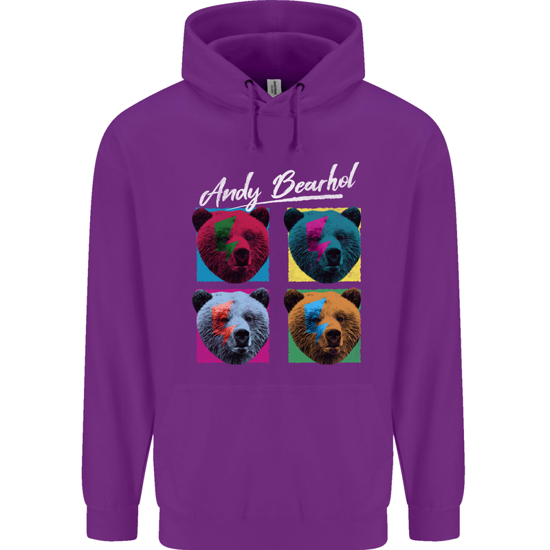 Andy Bearhol Funny Panda Bear Parody Art Childrens Kids Hoodie Purple