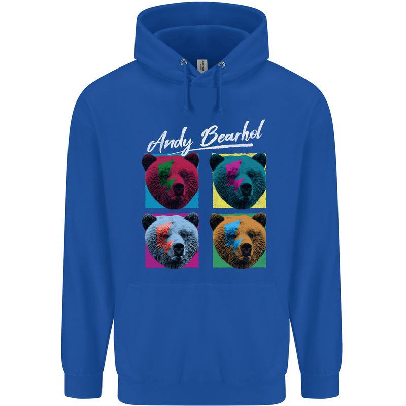 Andy Bearhol Funny Panda Bear Parody Art Childrens Kids Hoodie Royal Blue