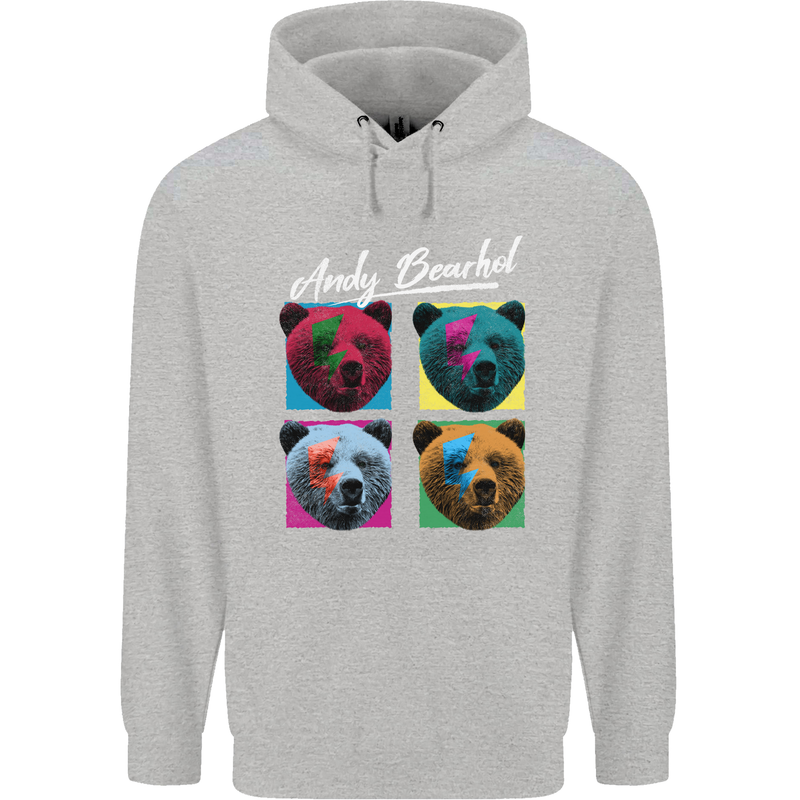 Andy Bearhol Funny Panda Bear Parody Art Childrens Kids Hoodie Sports Grey