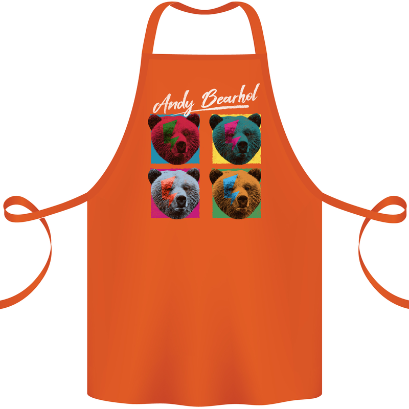 Andy Bearhol Funny Panda Bear Parody Art Cotton Apron 100% Organic Orange