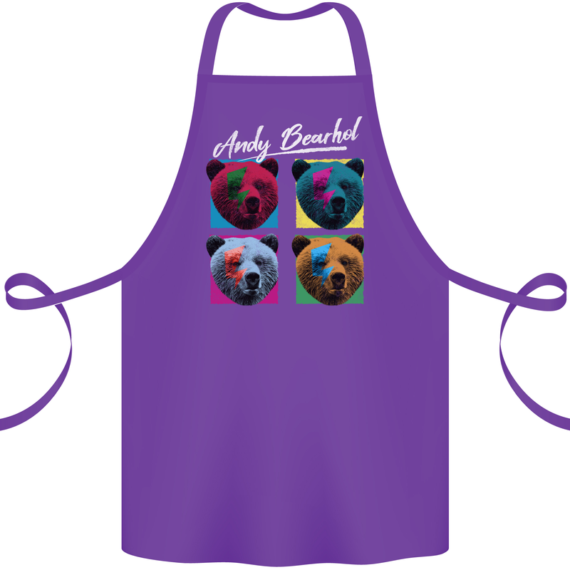 Andy Bearhol Funny Panda Bear Parody Art Cotton Apron 100% Organic Purple