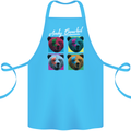 Andy Bearhol Funny Panda Bear Parody Art Cotton Apron 100% Organic Turquoise