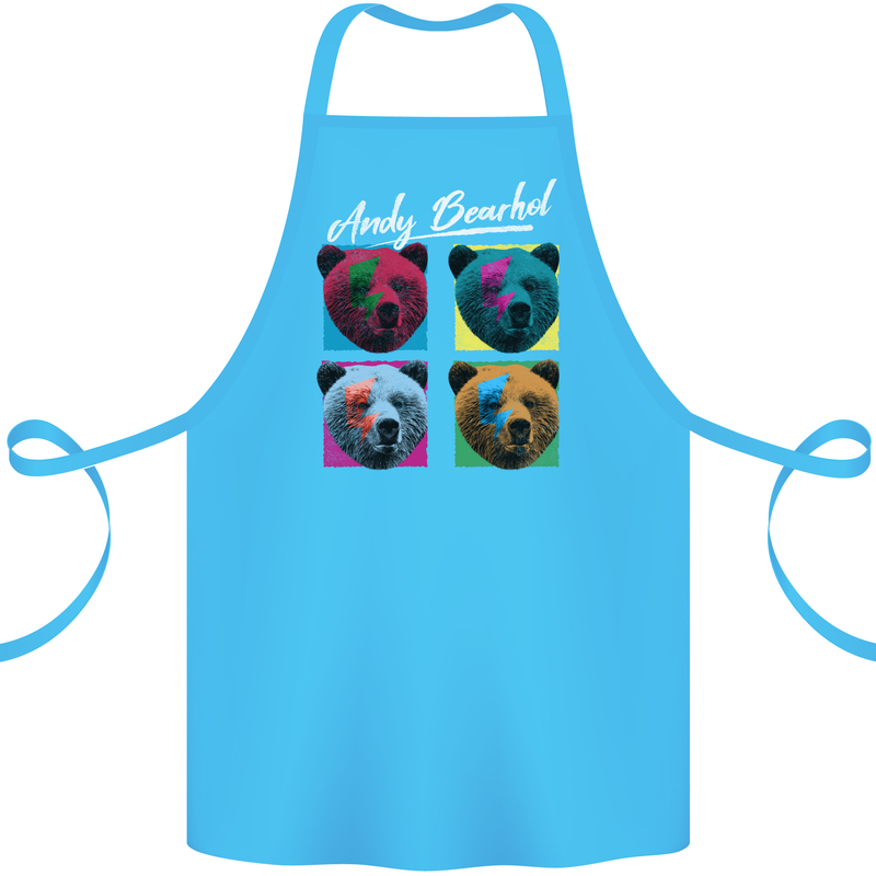 Andy Bearhol Funny Panda Bear Parody Art Cotton Apron 100% Organic Turquoise