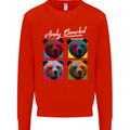 Andy Bearhol Funny Panda Bear Parody Art Kids Sweatshirt Jumper Bright Red