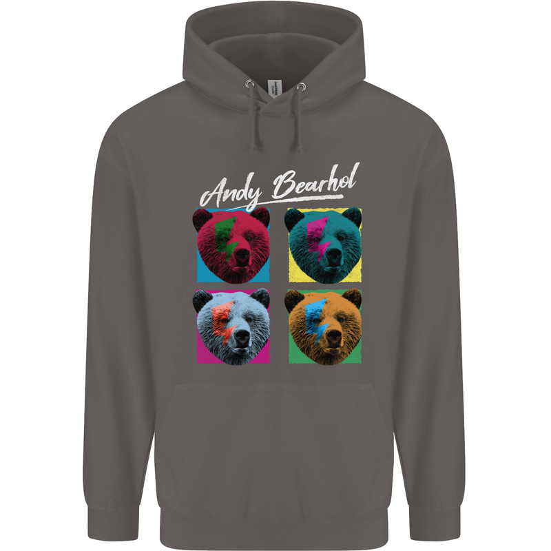 Andy Bearhol Funny Panda Bear Parody Art Mens 80% Cotton Hoodie Charcoal