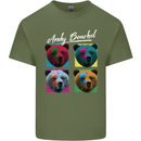 Andy Bearhol Funny Panda Bear Parody Art Mens Cotton T-Shirt Tee Top Military Green