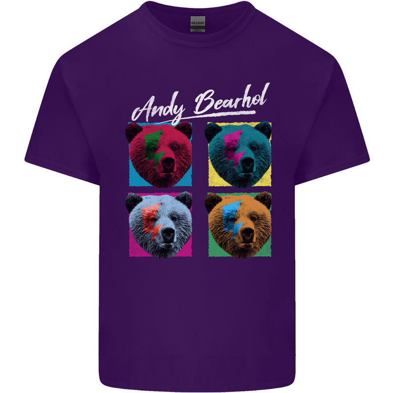 Andy Bearhol Funny Panda Bear Parody Art Mens Cotton T-Shirt Tee Top Purple