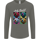 Andy Bearhol Funny Panda Bear Parody Art Mens Long Sleeve T-Shirt Charcoal