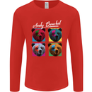 Andy Bearhol Funny Panda Bear Parody Art Mens Long Sleeve T-Shirt Red