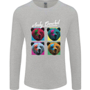 Andy Bearhol Funny Panda Bear Parody Art Mens Long Sleeve T-Shirt Sports Grey