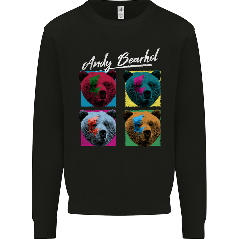 Andy Bearhol Funny Panda Bear Parody Art Mens Sweatshirt Jumper Black