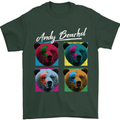 Andy Bearhol Funny Panda Bear Parody Art Mens T-Shirt 100% Cotton Forest Green
