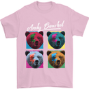 Andy Bearhol Funny Panda Bear Parody Art Mens T-Shirt 100% Cotton Light Pink