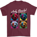 Andy Bearhol Funny Panda Bear Parody Art Mens T-Shirt 100% Cotton Maroon