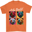 Andy Bearhol Funny Panda Bear Parody Art Mens T-Shirt 100% Cotton Orange
