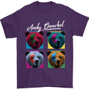 Andy Bearhol Funny Panda Bear Parody Art Mens T-Shirt 100% Cotton Purple
