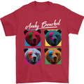 Andy Bearhol Funny Panda Bear Parody Art Mens T-Shirt 100% Cotton Red