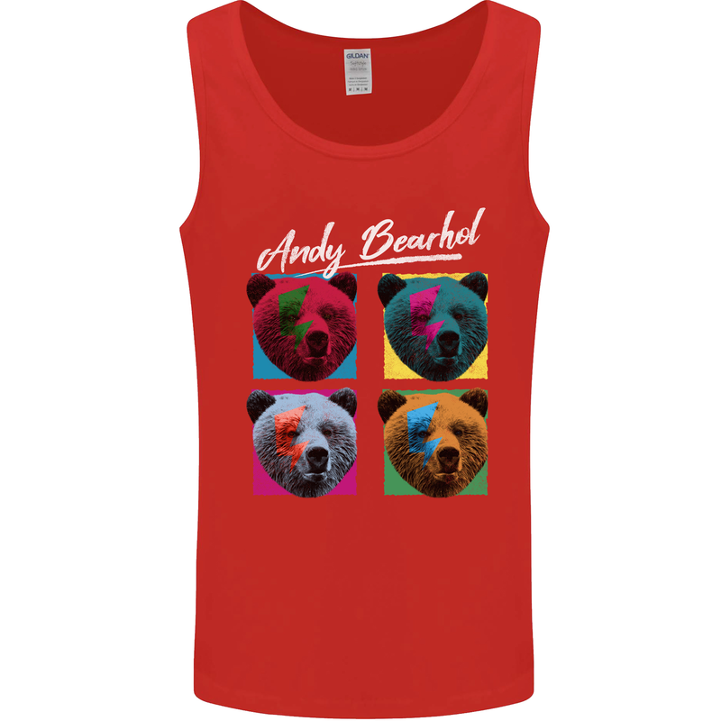Andy Bearhol Funny Panda Bear Parody Art Mens Vest Tank Top Red