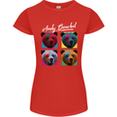 Andy Bearhol Funny Panda Bear Parody Art Womens Petite Cut T-Shirt Red