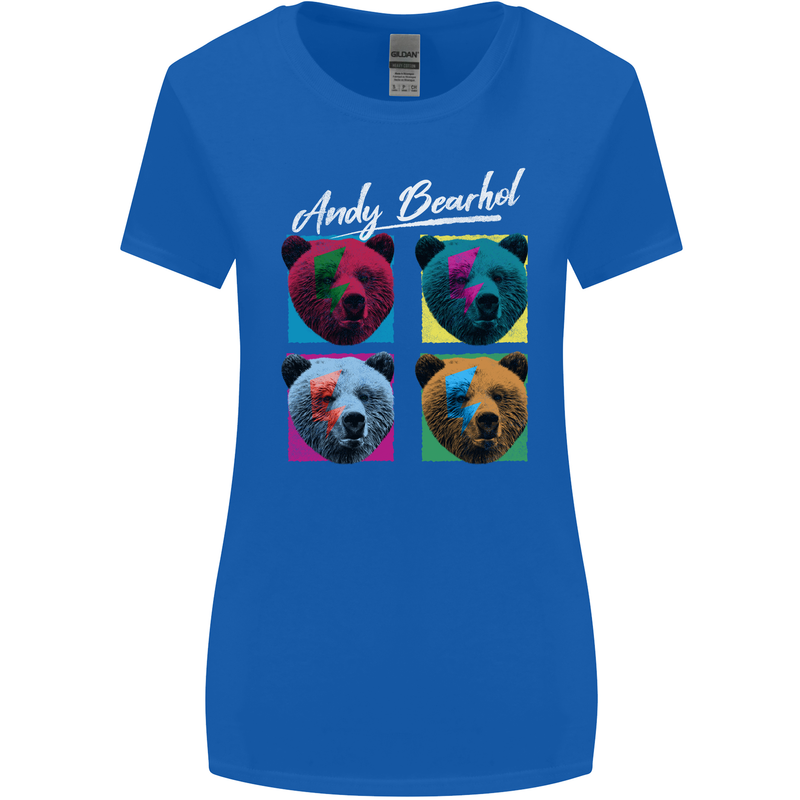 Andy Bearhol Funny Panda Bear Parody Art Womens Wider Cut T-Shirt Royal Blue