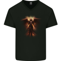 Angel of Death Fantasy Grim Reaper Mens V-Neck Cotton T-Shirt Black