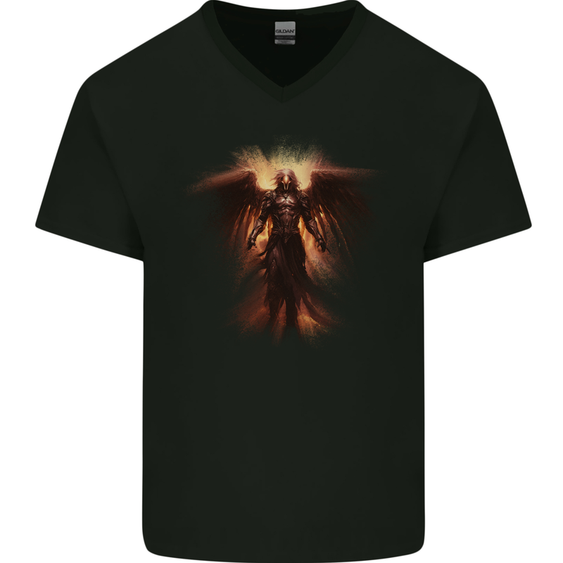 Angel of Death Fantasy Grim Reaper Mens V-Neck Cotton T-Shirt Black