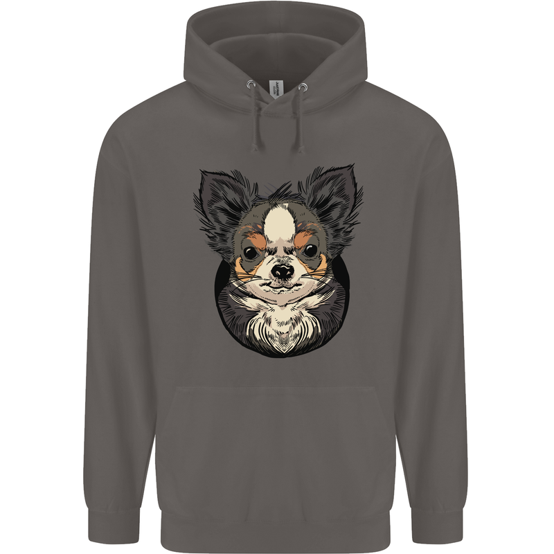 Angry Chihuahua Mens 80% Cotton Hoodie Charcoal