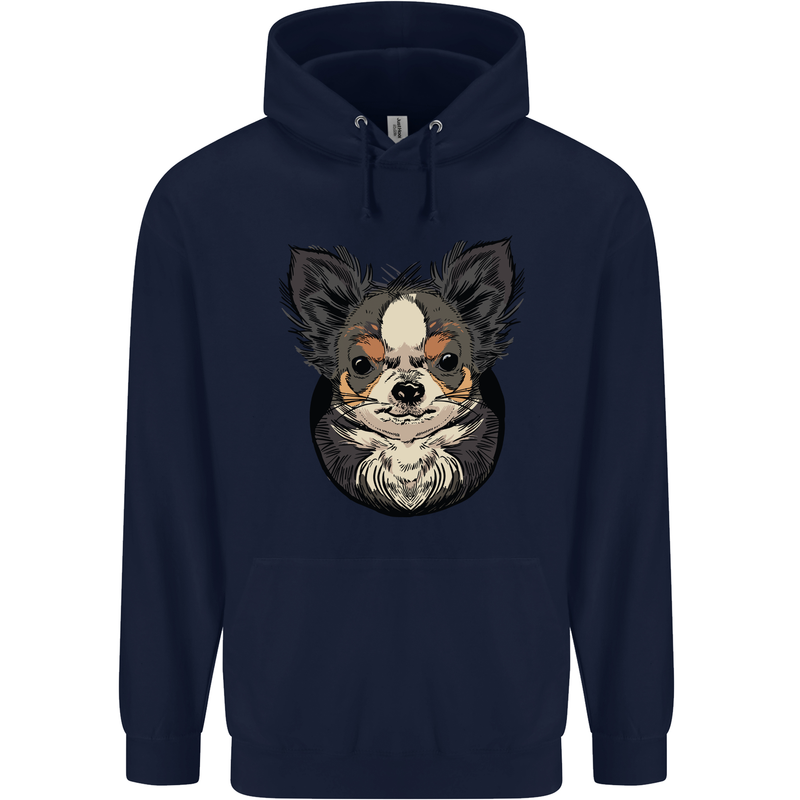 Angry Chihuahua Mens 80% Cotton Hoodie Navy Blue