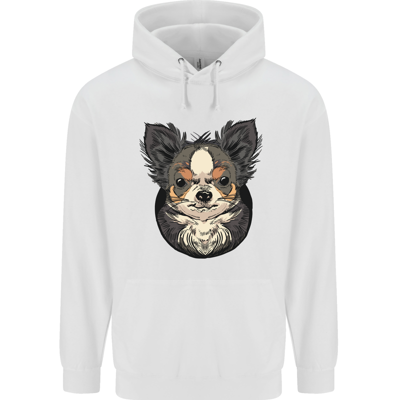 Angry Chihuahua Mens 80% Cotton Hoodie White