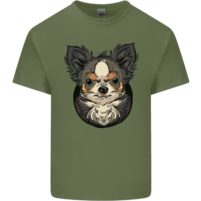 Angry Chihuahua Mens Cotton T-Shirt Tee Top Military Green