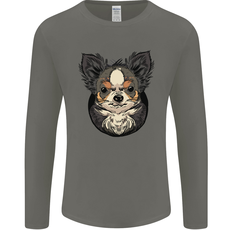 Angry Chihuahua Mens Long Sleeve T-Shirt Charcoal