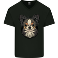 Angry Chihuahua Mens V-Neck Cotton T-Shirt Black