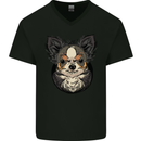 Angry Chihuahua Mens V-Neck Cotton T-Shirt Black