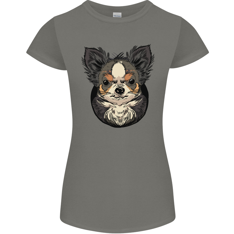 Angry Chihuahua Womens Petite Cut T-Shirt Charcoal