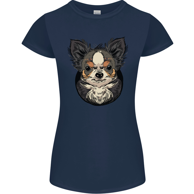 Angry Chihuahua Womens Petite Cut T-Shirt Navy Blue