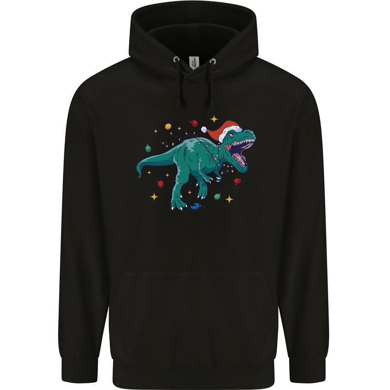 Angry Christmas T-Rex Xmas Dinosaur Childrens Kids Hoodie Black