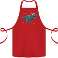 Angry Christmas T-Rex Xmas Dinosaur Cotton Apron 100% Organic Red