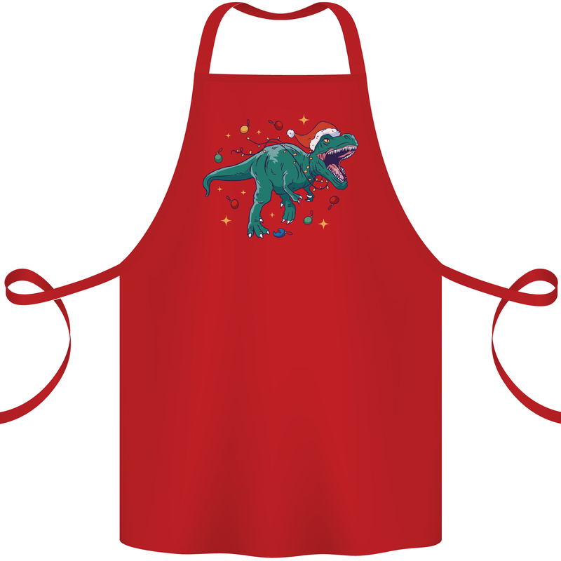 Angry Christmas T-Rex Xmas Dinosaur Cotton Apron 100% Organic Red