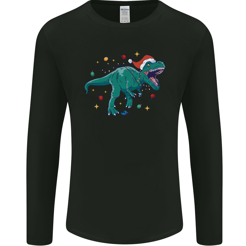 Angry Christmas T-Rex Xmas Dinosaur Mens Long Sleeve T-Shirt Black