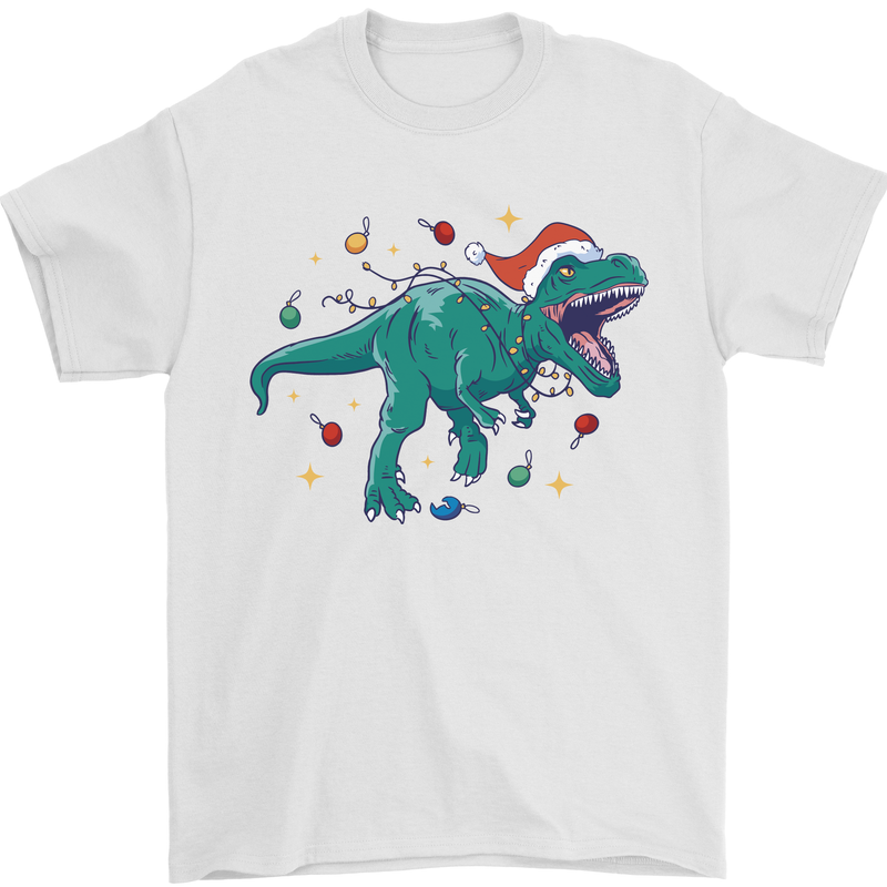 Angry Christmas T-Rex Xmas Dinosaur Mens T-Shirt 100% Cotton White