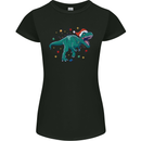 Angry Christmas T-Rex Xmas Dinosaur Womens Petite Cut T-Shirt Black