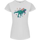 Angry Christmas T-Rex Xmas Dinosaur Womens Petite Cut T-Shirt White
