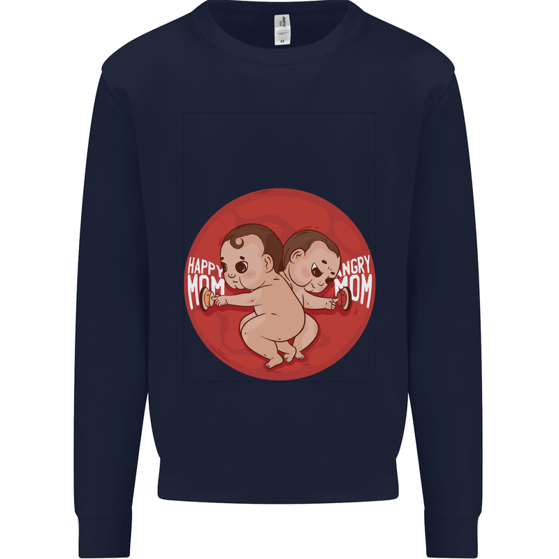 Angry Mom New Baby Pregnancy Pregnant Kids Sweatshirt Jumper Navy Blue