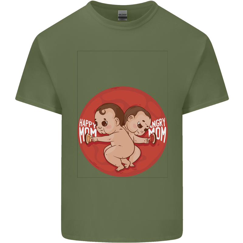 Angry Mom New Baby Pregnancy Pregnant Mens Cotton T-Shirt Tee Top Military Green